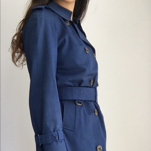 ❣️FINAL SALE❣️AQUASCUTUM navy trench coat M - Picture 4 of 8